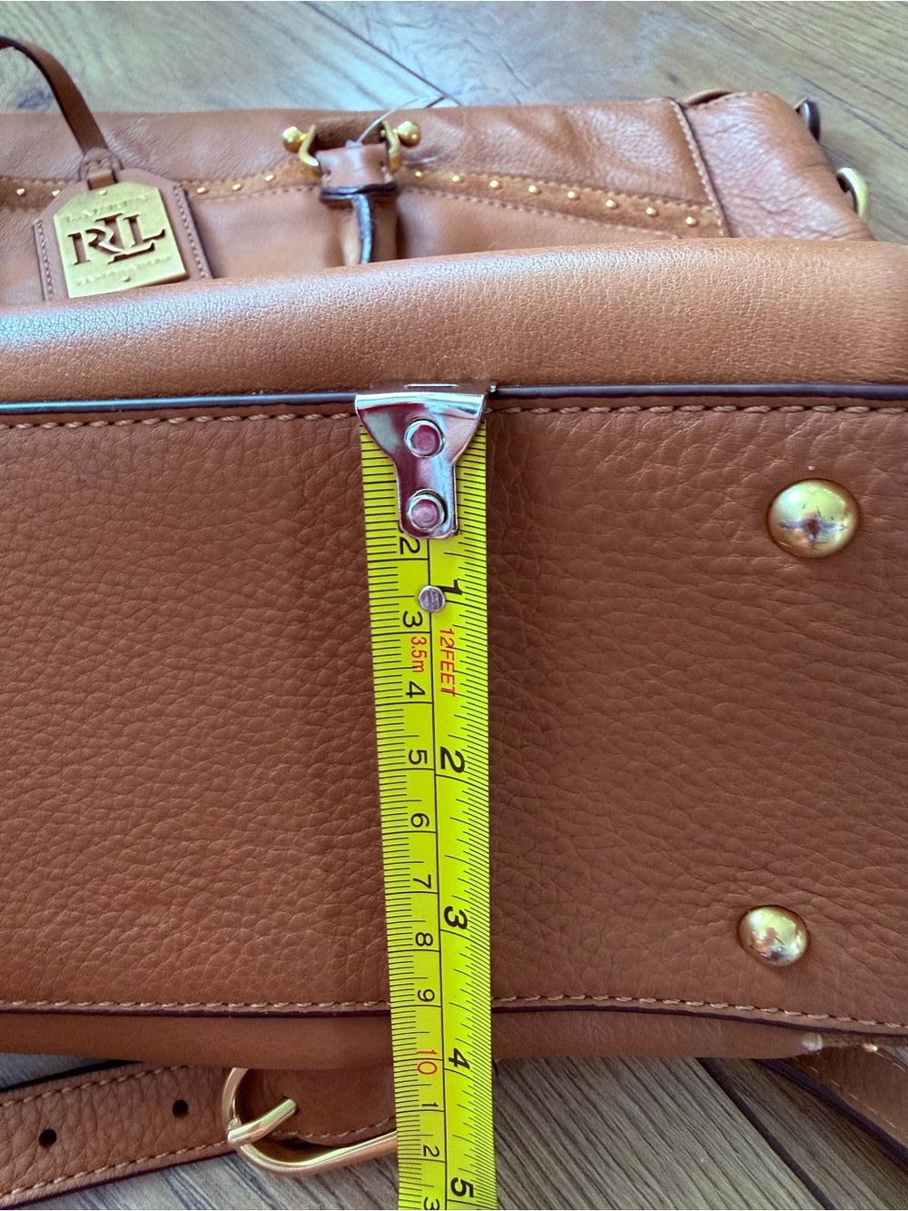 Ralph Lauren Cognac Leather Satchel with Gold Hardware - Picture 9 of 9